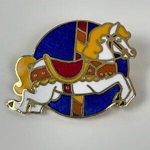 Vtg Cloisonne Carousel Merry Go Round Horse Lapel Pin Brooch by Gift Creations